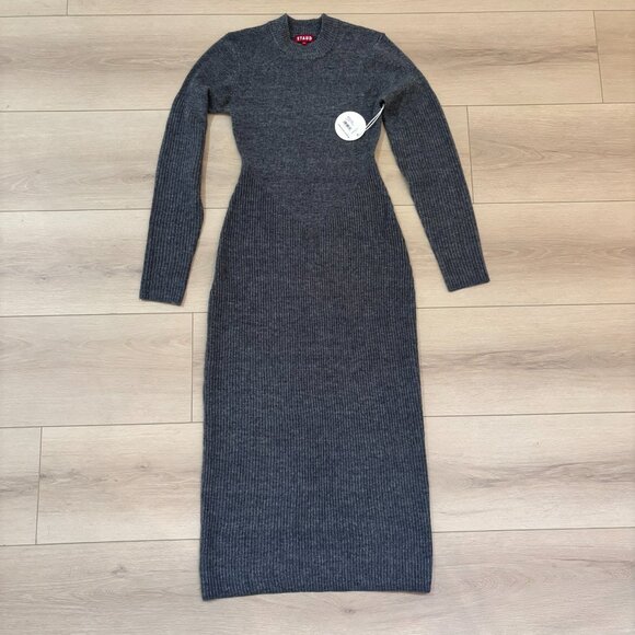 Staud Ramona Ribbed Wool-blend Sweater Knit Maxi Dress in Charcoal Grey - Picture 6 of 7